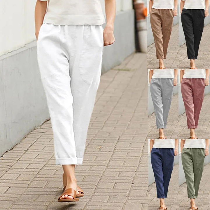Pantalones anchos marina para mujer, elegantes y cómodos, ideales para tallas grandes y estilo casual.