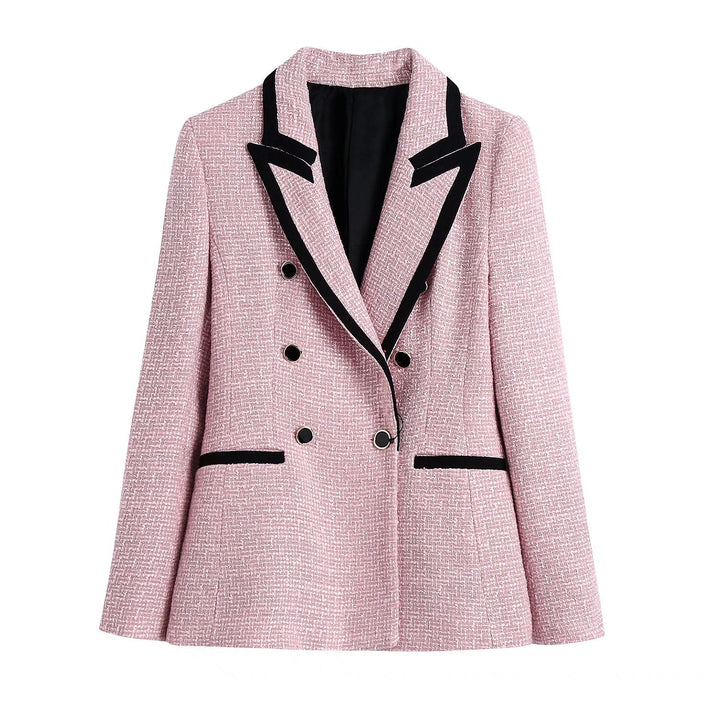Chaqueta blazer cruzada THAINA, un básico sofisticado para atuendos de oficina y eventos formales de mujer.