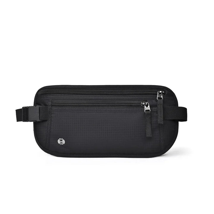 Riñonera de seguridad oculta RFID para viaje, protege pasaportes y dinero.