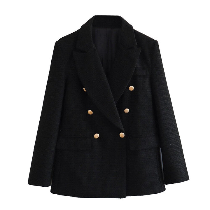 Blazer cruzado THAINA que aporta un look profesional y elegante, perfecto para la oficina y reuniones importantes.