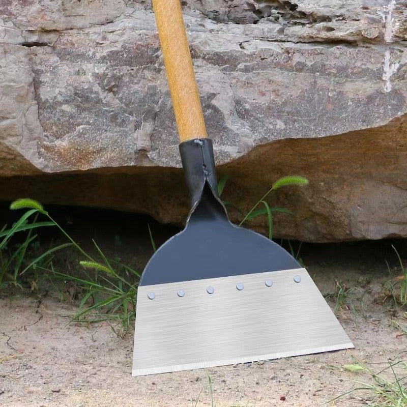 Pala de jardín de acero multifuncional para excavar, desmalezar y cultivar. Herramienta de jardinería duradera.