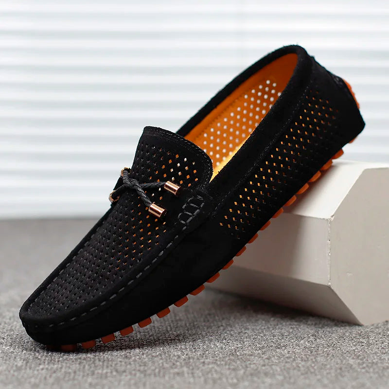 Mocasines de cuero transpirables para hombres. Zapatos casuales elegantes, cómodos y antideslizantes para moda masculina.