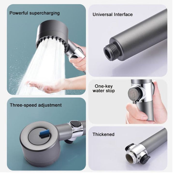 Moderno cabezal de ducha de alta presión, filtrado para un baño con agua más limpia y ahorro.