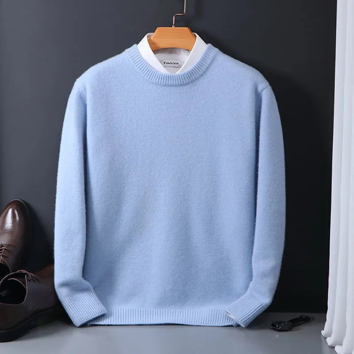 Prenda de punto cálida para hombre. Jersey de invierno, cuello redondo, estilo elegante y versátil.