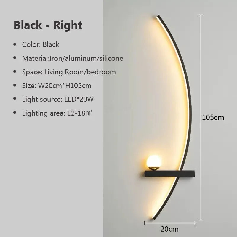 Lámpara de pared LED moderna, luz cálida bidireccional. Diseño elegante en negro/oro para un toque de lujo interior.