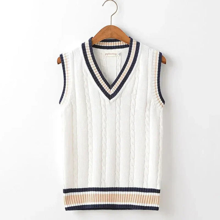 Elegante chaleco de punto para hombre, cuello V. Ropa de moda masculina de estilo clásico.