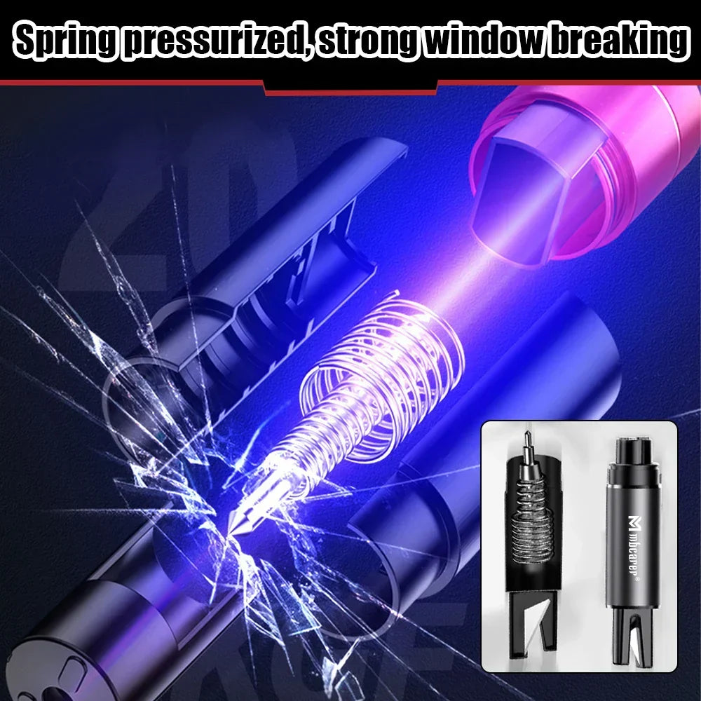 Martillo de seguridad automotriz 2 en 1: rompeventanas y cortacinturones. Ideal para kit de escape rápido.