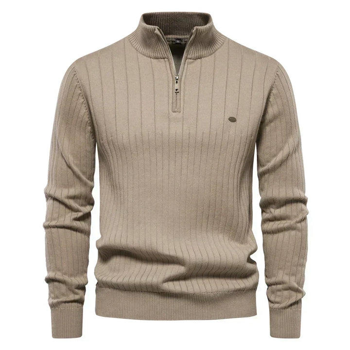Jersey casual de hombre, cremallera frontal, perfecto para combinar en otoño/invierno, moda masculina.