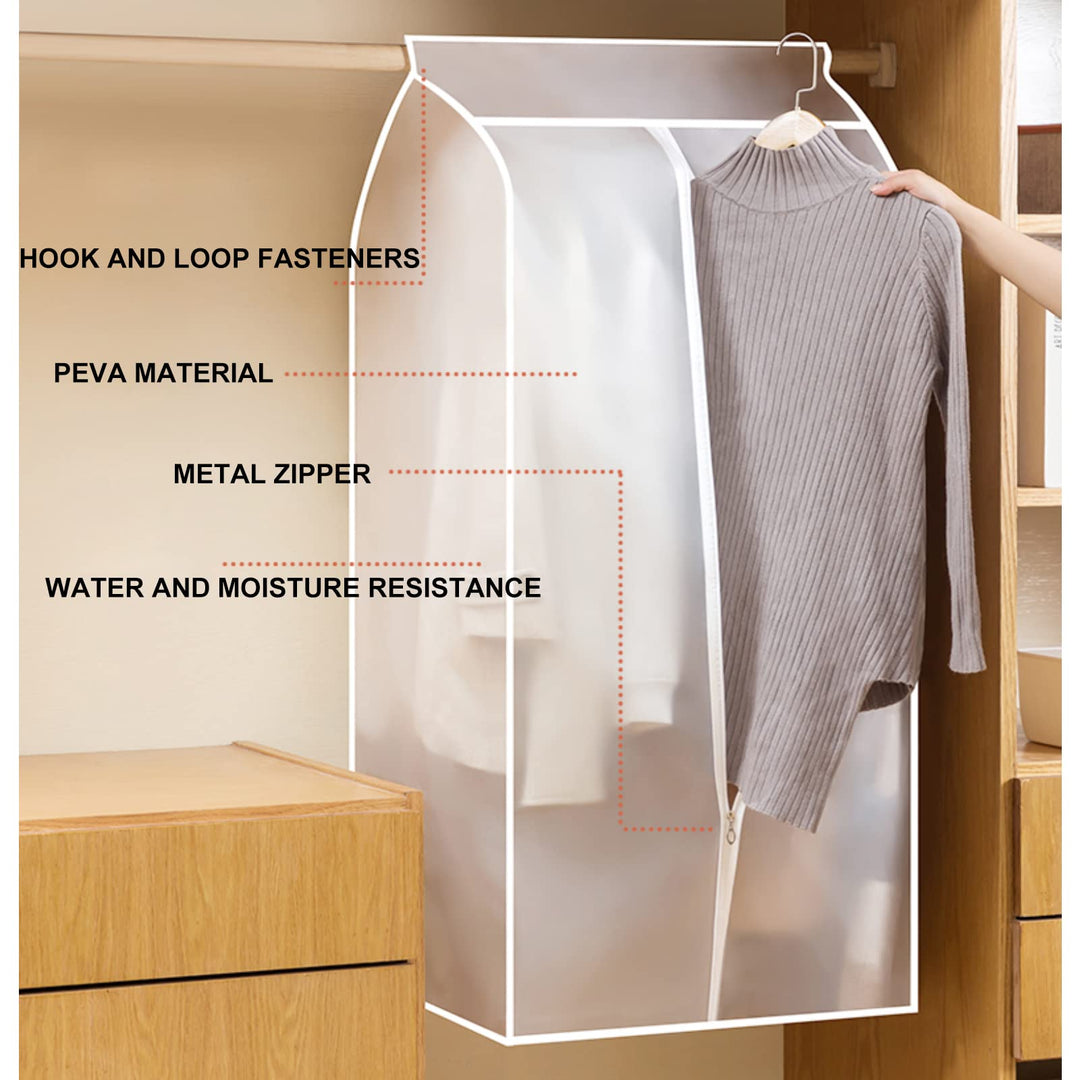 Protector transparente de PEVA para prendas de vestir. Optimiza el almacenamiento de ropa en tu hogar.