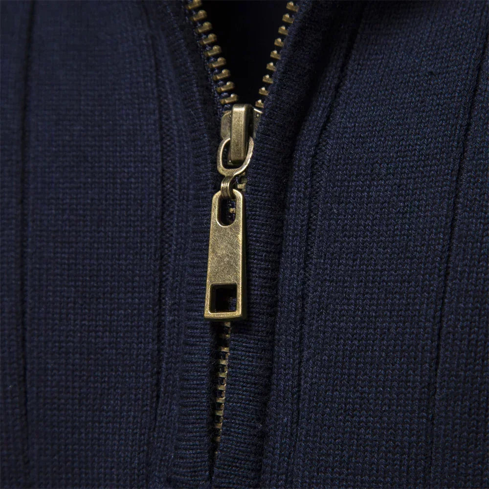 Jersey de hombre casual en varios colores con cremallera completa, moda otoño/invierno versátil.