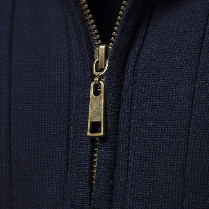Jersey de hombre casual en varios colores con cremallera completa, moda otoño/invierno versátil.