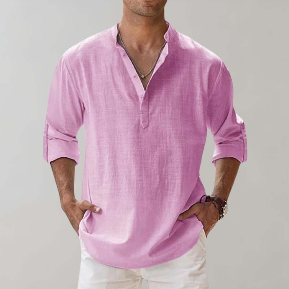 Camisa holgada masculina, confort transpirable. Ideal para un look casual de primavera-verano.