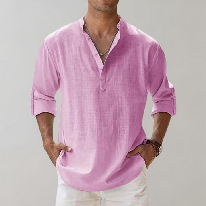 Camisa holgada masculina, confort transpirable. Ideal para un look casual de primavera-verano.