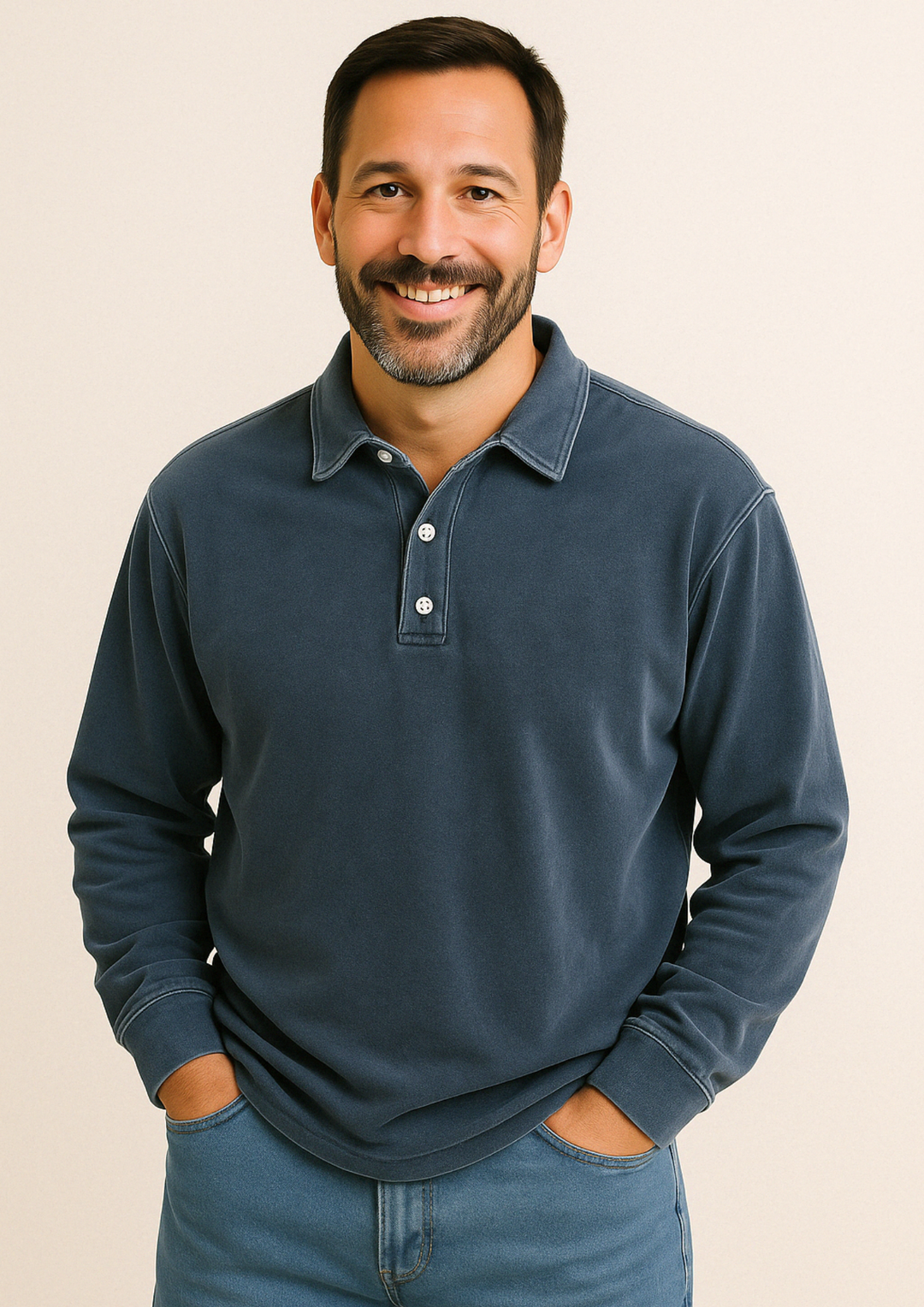 Polo elegante de hombre, manga larga, tela suave para máximo confort. Estilo atemporal.