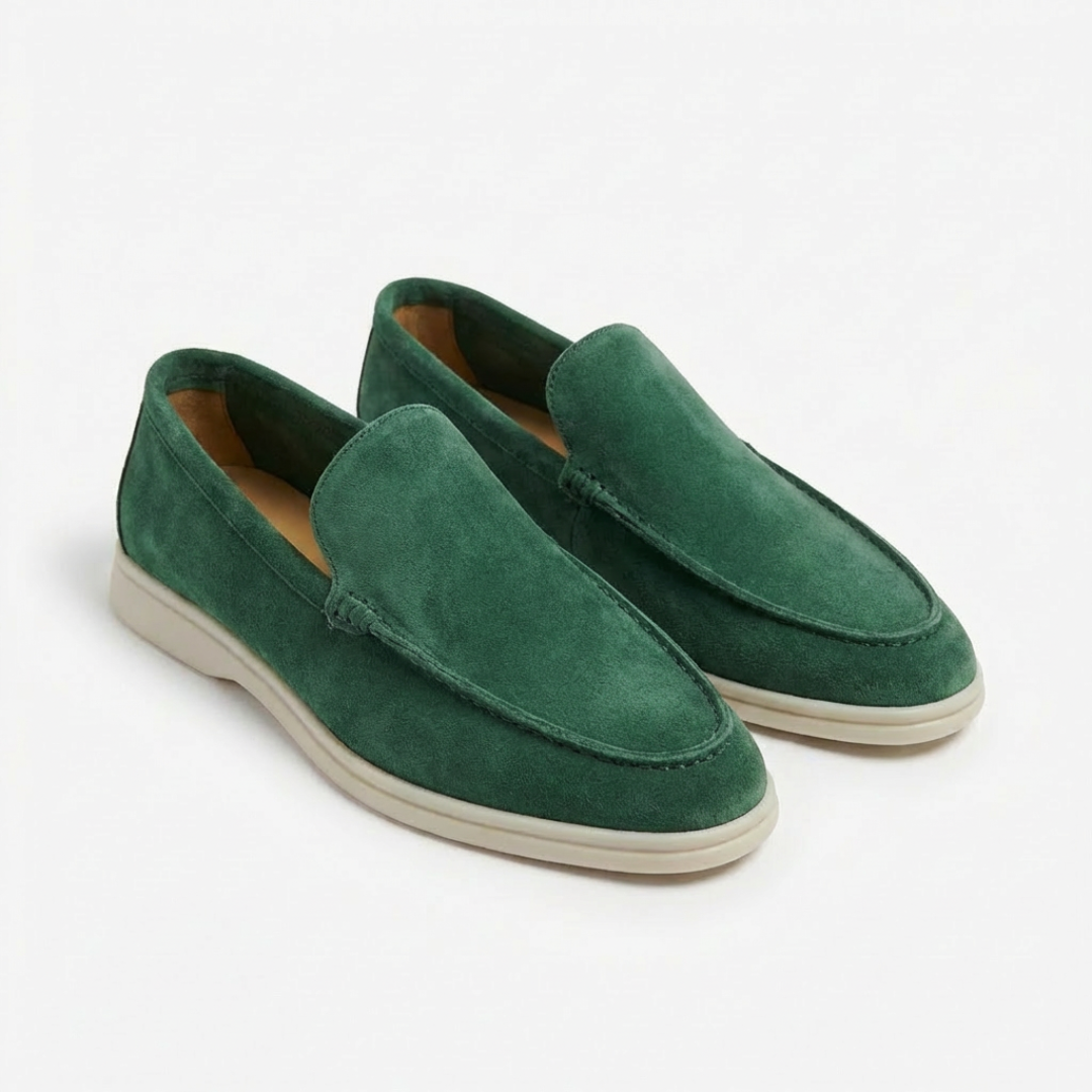 Vista superior de mocasines hombre sin cordones, diseño práctico y elegante para calzado casual y cómodo.