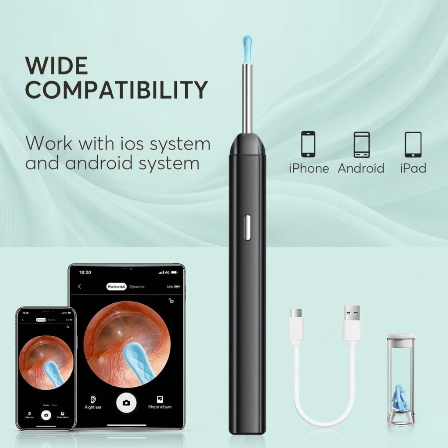 Kit de limpieza de oídos con cámara HD para adultos. Elimina cerumen y mejora la salud auditiva.