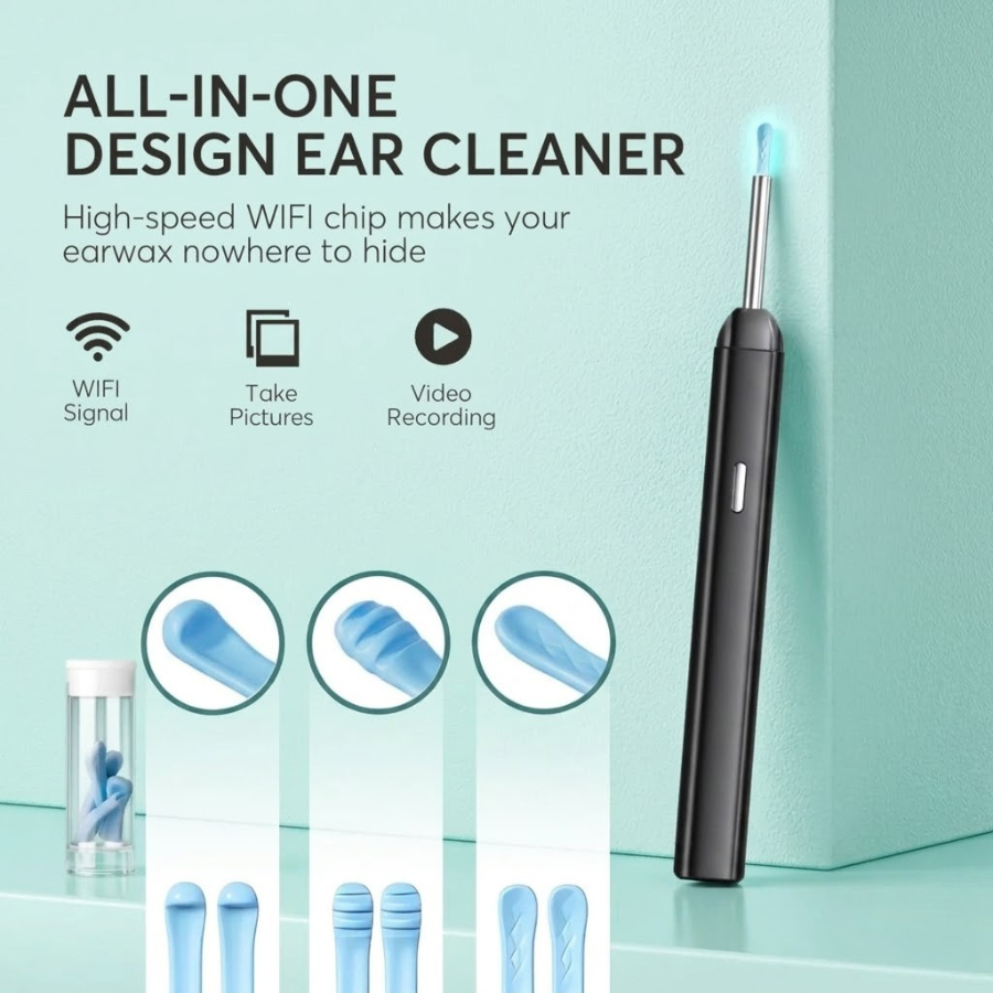 Completo kit de limpieza de oídos para adultos. Con cámara otoscopio para una audición clara y cuidado personal.
