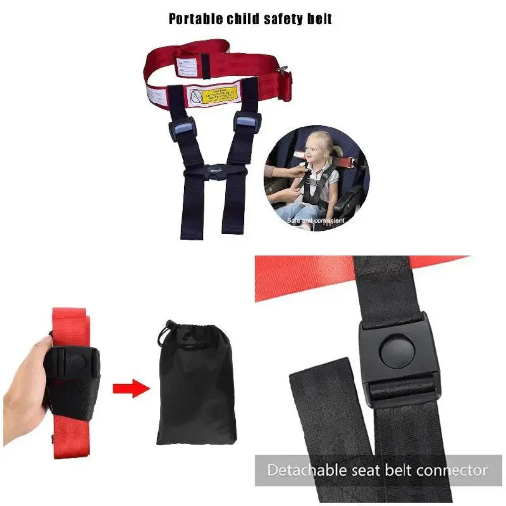 Arnés de seguridad para niños en avión, con correas ajustables para un ajuste perfecto y máxima protección.