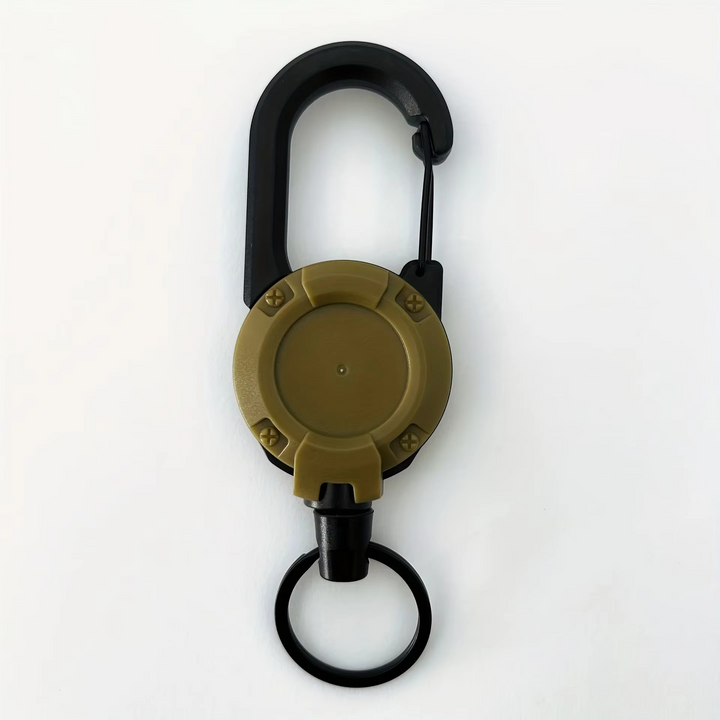 Llavero táctico retráctil para montañismo y pesca. Accesorio resistente y esencial unisex.