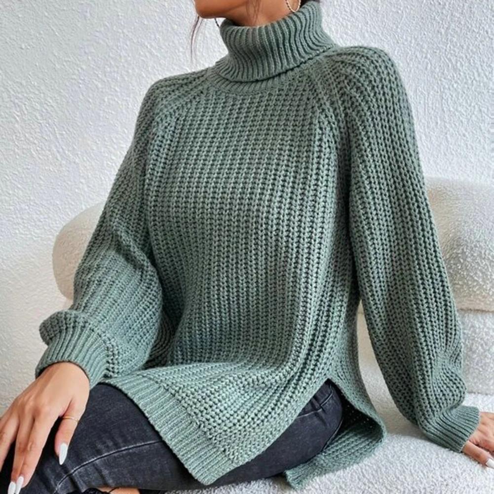 Suéter de cuello alto de mujer en mezcla de algodón, estilo elegante y moderno, disponible en varios colores.