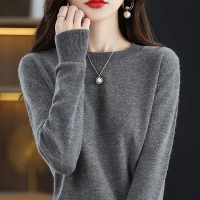 Jersey femenino suave de manga larga, ajuste ceñido, ideal para ropa de otoño e invierno.