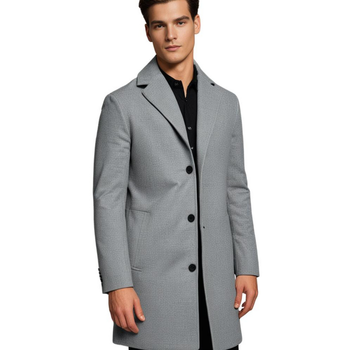 Abrigo azul marino para hombre, gabardina elegante. Estilo clásico formal/casual, ideal para el frío invierno.