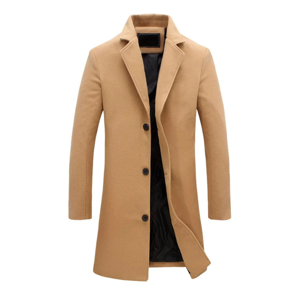 Gabardina beige para hombre, diseño clásico y elegante. Abrigo largo de invierno, perfecto para cualquier ocasión.