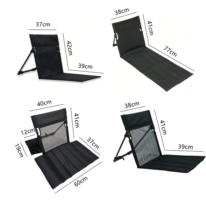 Silla de playa plegable de suelo. Respaldo portátil ultra cómodo, material Oxford resistente.