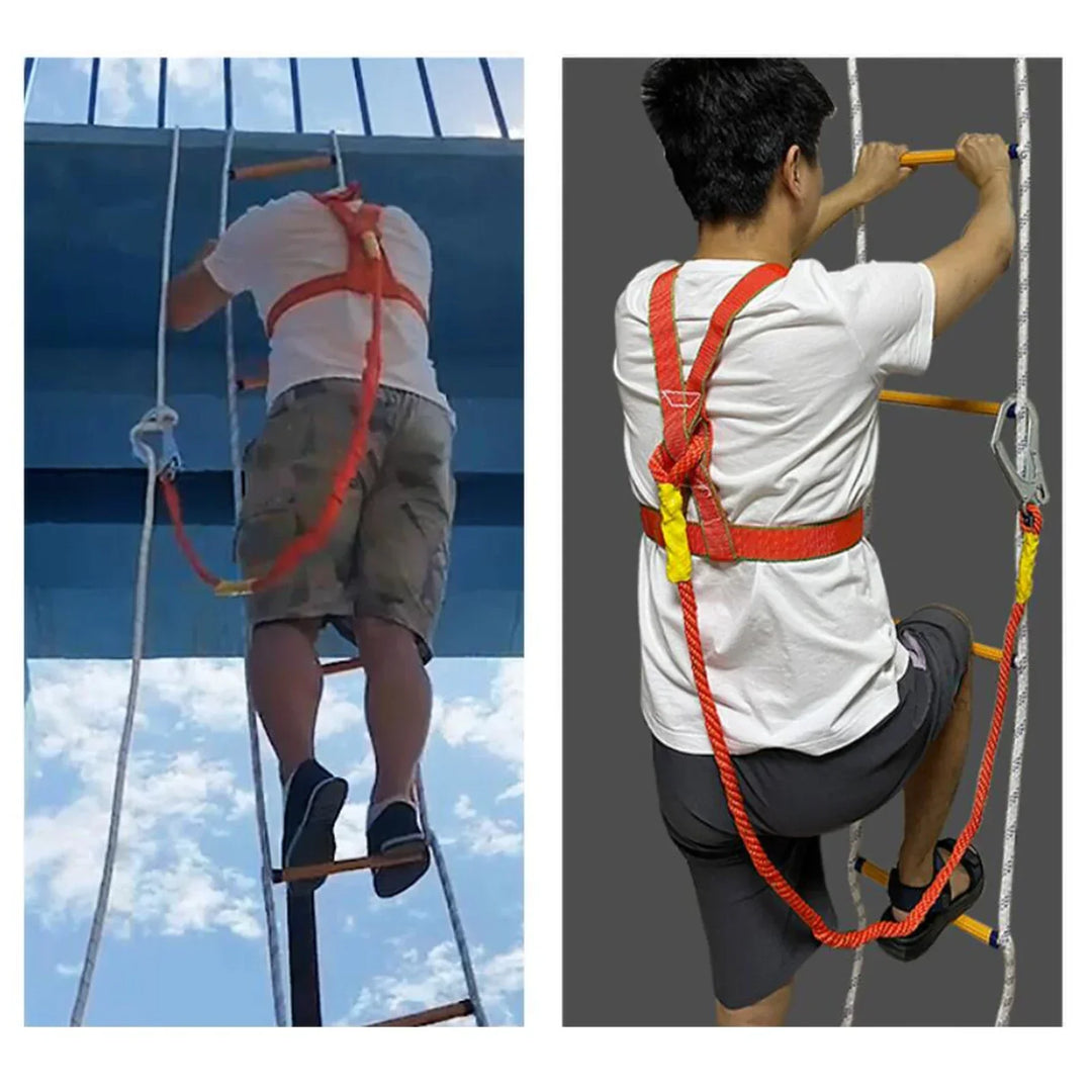 Escalera de cuerda duradera de nylon y poliéster para evacuación de emergencia. Rescate seguro del hogar.