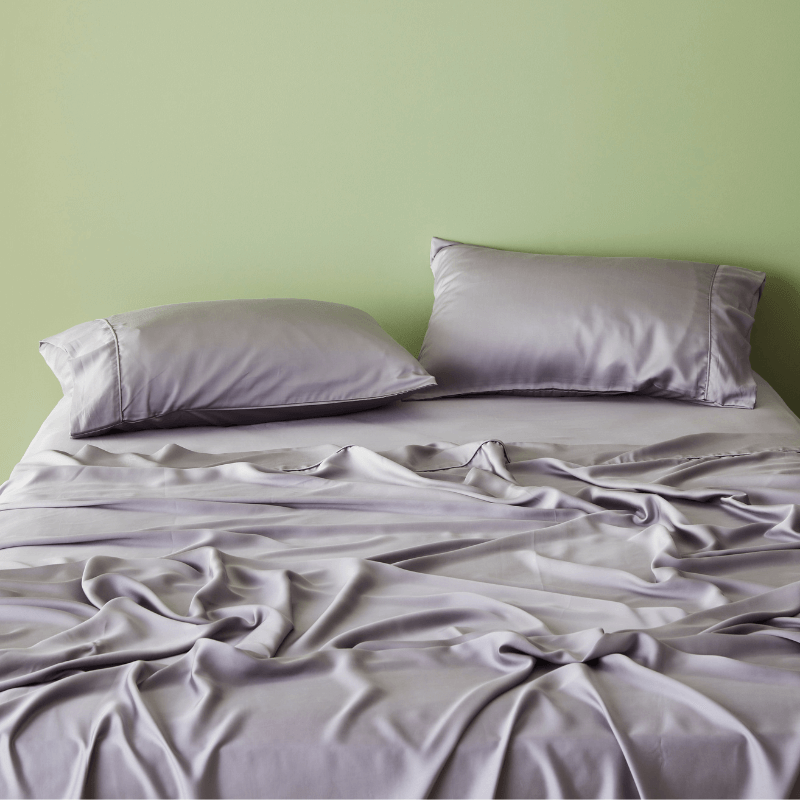 Lujosas fundas de almohada de lyocell bambú, satén refrescante.