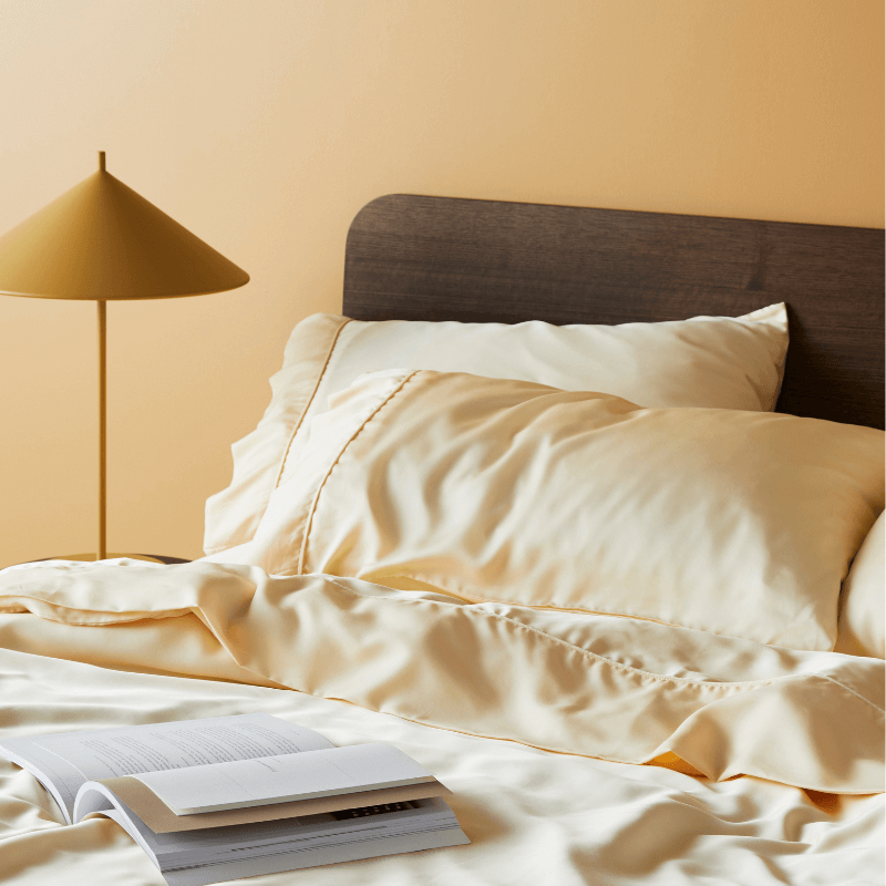 Juego de fundas de almohada de bambú lyocell satén, refrescante y suave para dormitorio de lujo.