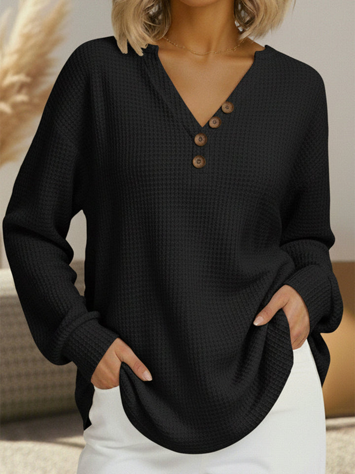 Jersey de punto blanco mujer cuello pico, cómodo y básico, disponible en tallas grandes para moda femenina.