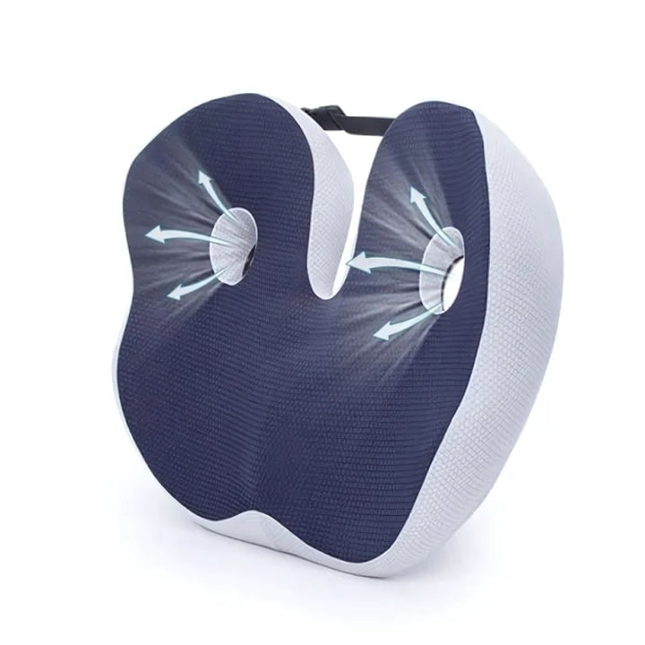 Mejora la postura y alivia el coxis con este cojín ergonómico viscoelástico para coche u oficina.