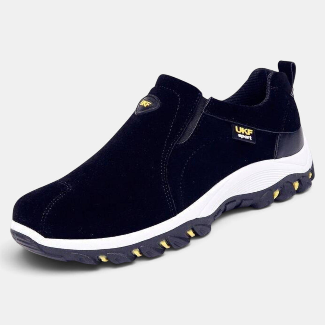 Zapatos slip on para hombre, color negro, cómodos y antideslizantes para uso diario casual y urbano.