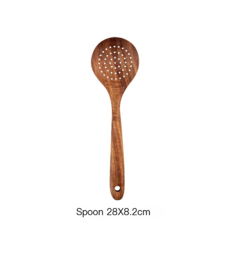 Utensilios de cocina de madera, vista de cerca de la textura natural y alta calidad.