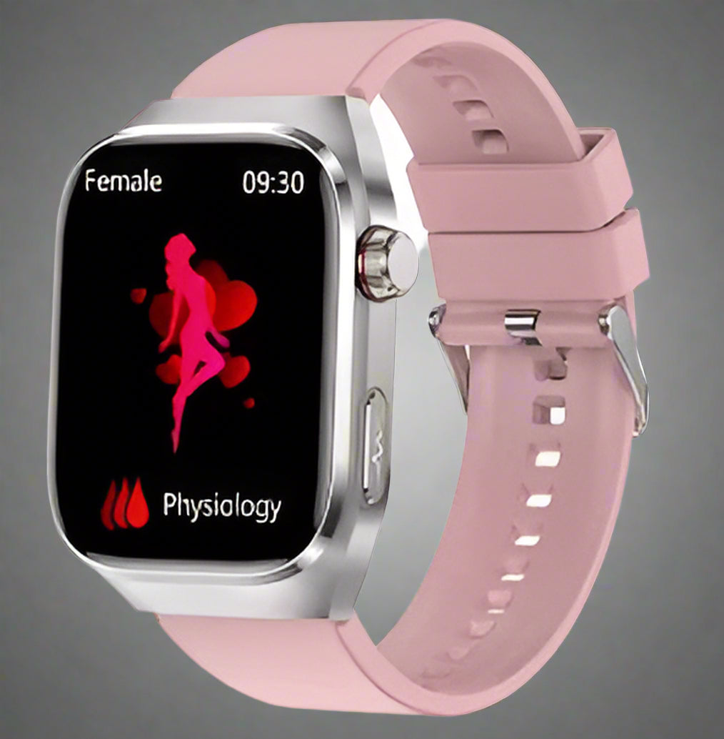 Reloj inteligente AMOLED en muñeca, monitoreando EKG y salud. Diseño moderno para hombre y mujer, impermeable.