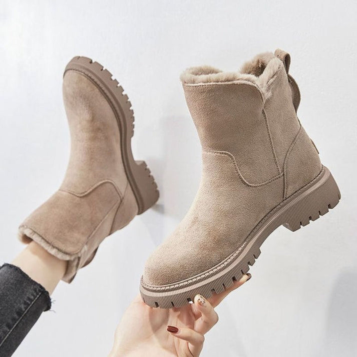 Botines de mujer con forro cálido, cremallera fácil de usar, estilo versátil para la temporada invernal.