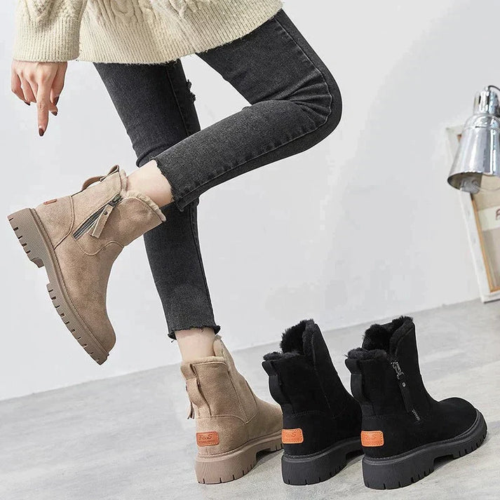 Botas de invierno para mujer, diseño práctico con cremallera, forro térmico para mantener los pies calientes.