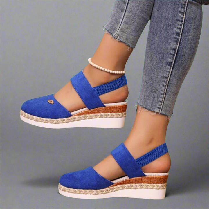Sandalias de cuña para mujer, modelo Sofía, estilo alpargata con tira ancha, muy cómodas y de moda.