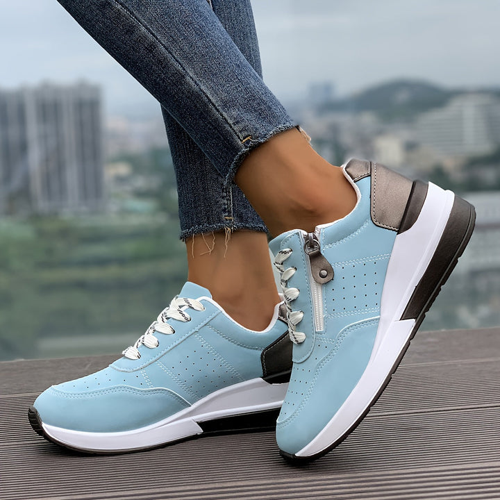 Diseño moderno de zapatillas deportivas mujer, cómodas y femeninas para el otoño.