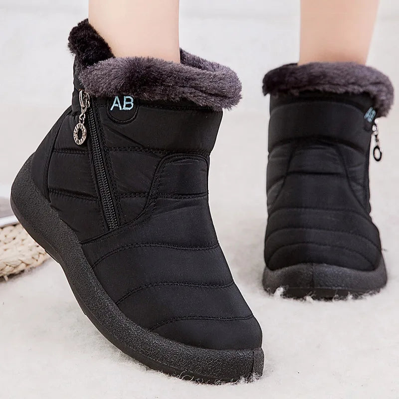 Botas de invierno robustas para mujer, resistentes al agua y frío, diseño moderno para nieve y uso diario.