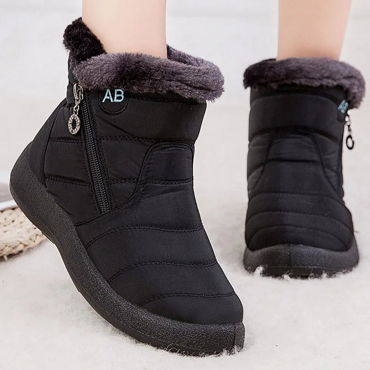 Botas de invierno robustas para mujer, resistentes al agua y frío, diseño moderno para nieve y uso diario.