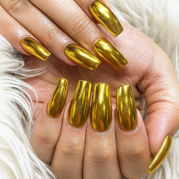 Esmalte de uñas efecto espejo y secado rápido. Brillo metálico intenso para una manicura profesional cromada.