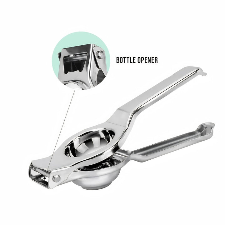 Exprimidor manual de limones de acero inoxidable, esencial para cualquier cocina moderna y funcional.