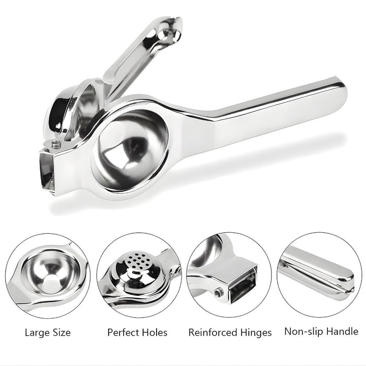 Accesorios de cocina: exprimidor de acero inoxidable para exprimir limones y obtener zumo de forma rápida.