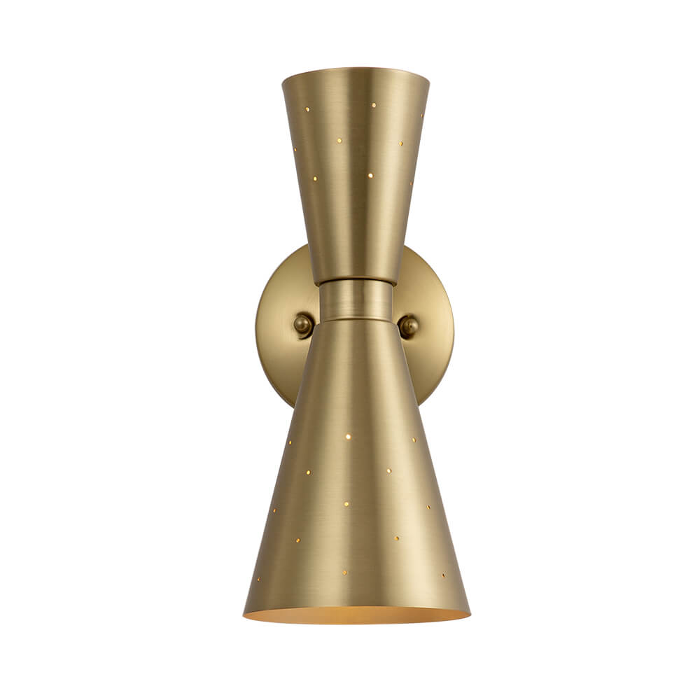 Lámpara de pared doble cono de níquel, ilumina con estilo moderno tu interior.