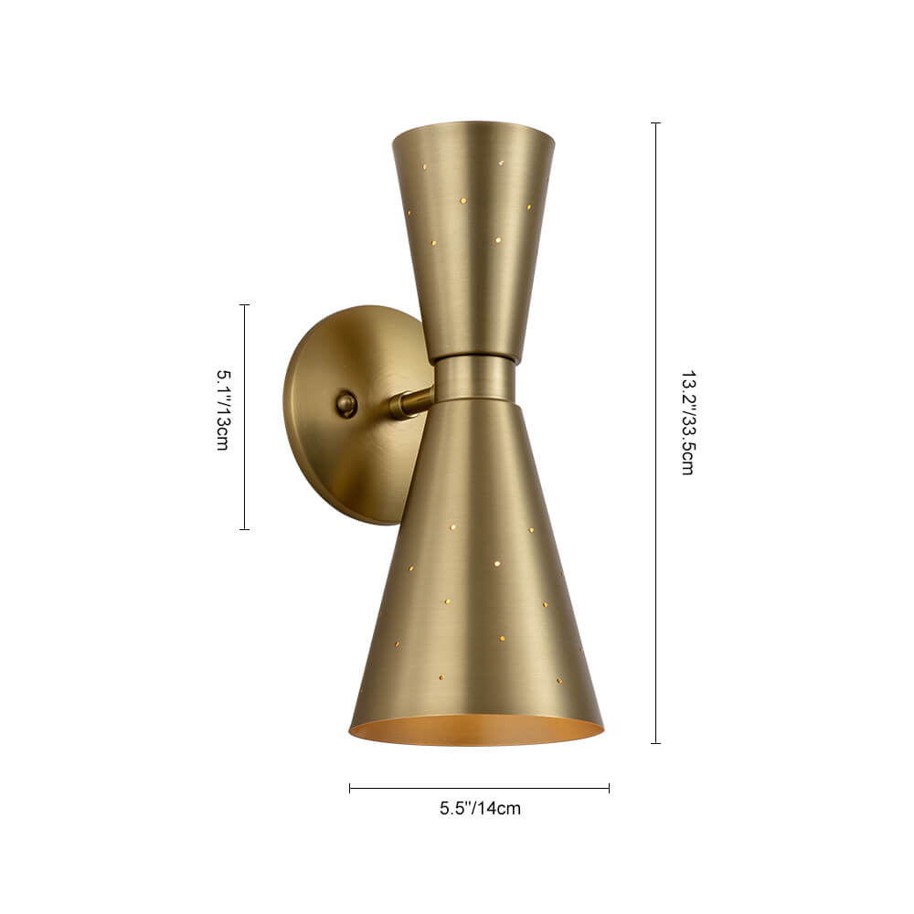 Aplique de pared doble cono, iluminación ambiente estrellada para el hogar.