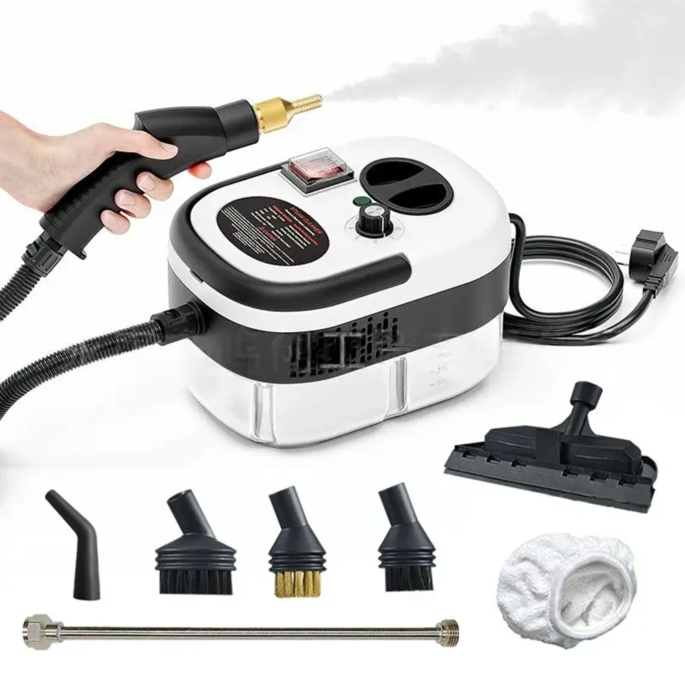 Potente limpiadora a vapor 2500W. Desinfecta superficies en cocina, baño y suelos sin químicos.