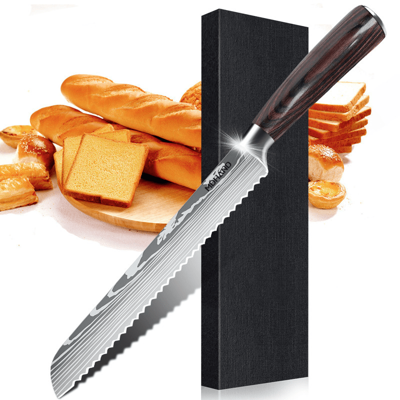 Cuchillo de chef con acabado elegante. Acero inoxidable duradero para uso profesional en la cocina.