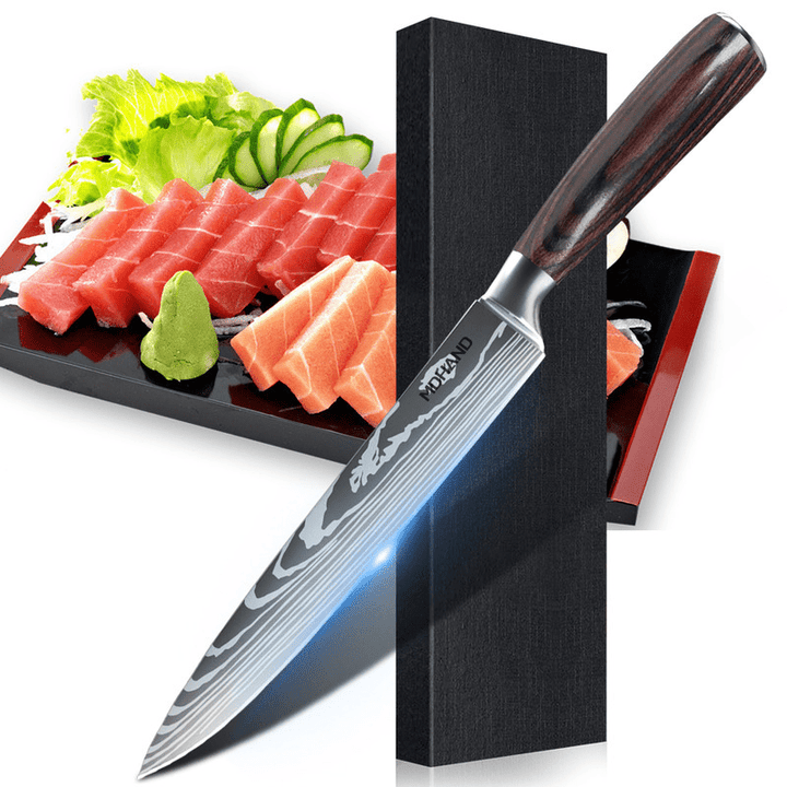 Cuchillo de chef premium, regalo ideal para cocineros. Acero inoxidable de alta calidad y dureza.